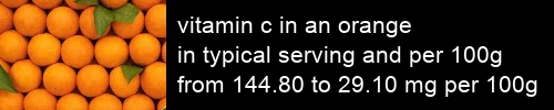 vitamin c in an orange information and values per serving and 100g